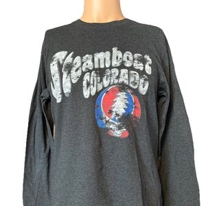 Distressed Style Steamboat Colorado Grateful Dead Gray Long Sleeve Shirt Size S
